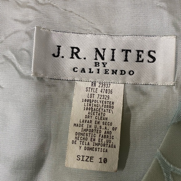 J.R. Nite by Caliendo Blue Green V Neck Evening Blouse Size 10 NWT - Picture 3 of 6